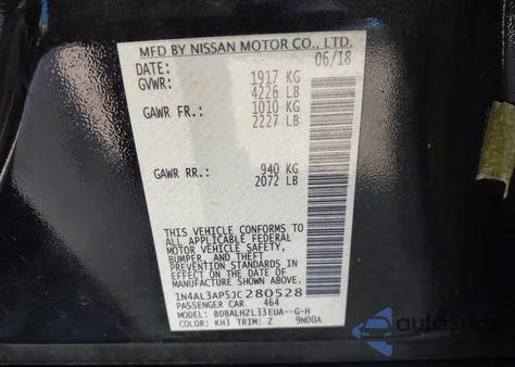 2018 Nissan Altima 2.5 Sr z USA, uszkodzony, nr VIN 1N4AL3AP5JC280528